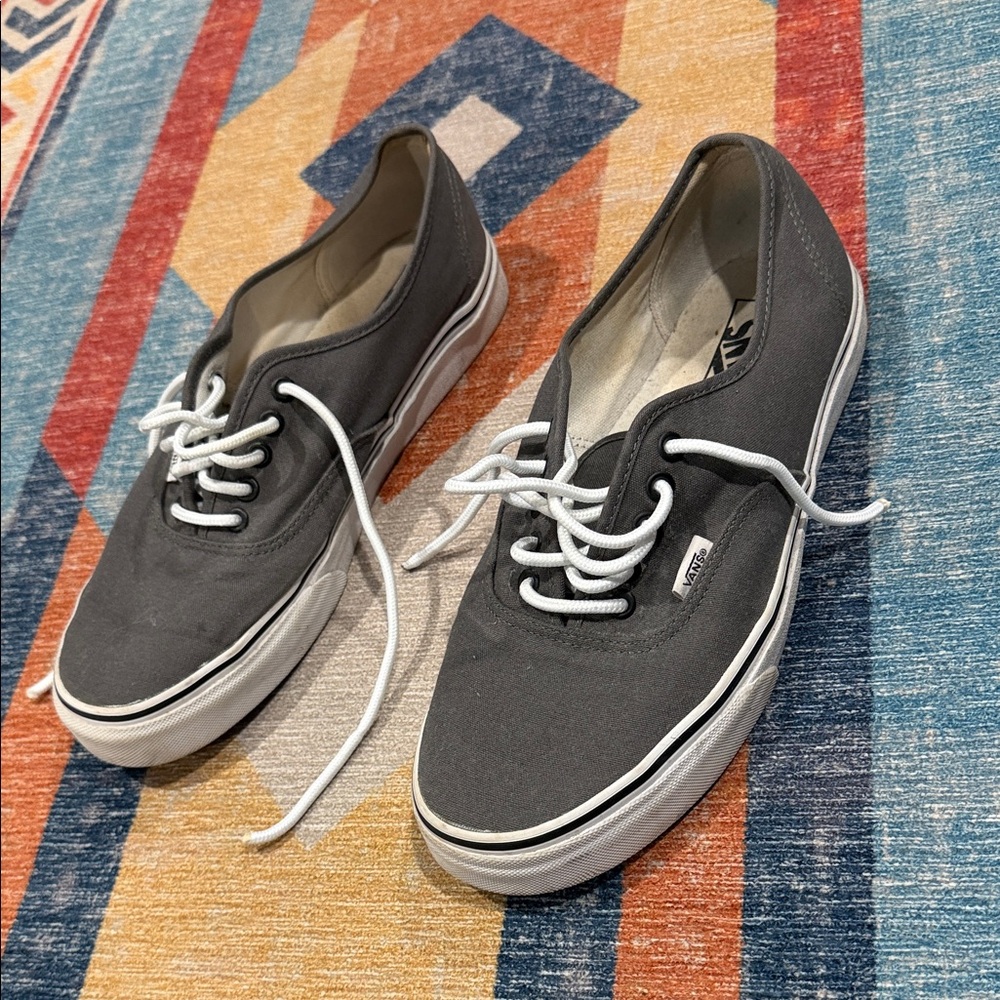 Vans Era Dark Gray Canvas Low-Top Sneakers with White Laces